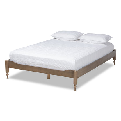 Baxton Studio Laure French Bohemian Weathered Grey Oak Finished Wood Queen Size Platform Bed Frame | Beds | Modishstore