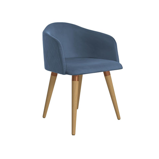 Manhattan Comfort Kari Velvet Matelassé Accent Chair in Blue | Accent Chairs | Modishstore