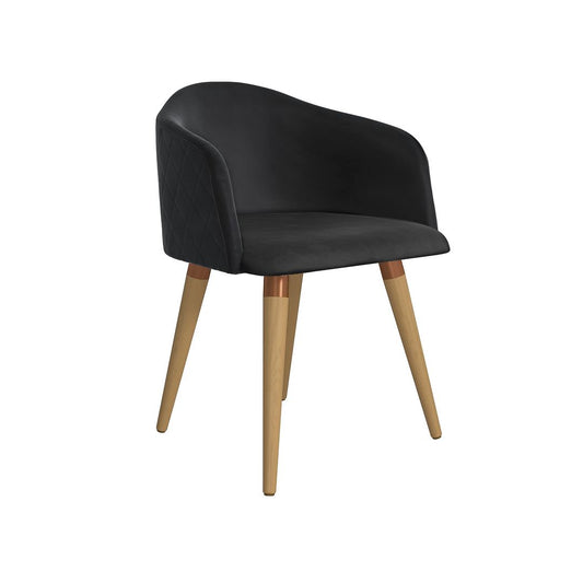 Manhattan Comfort Kari Velvet Matelassé Accent Chair in Black | Accent Chairs | Modishstore
