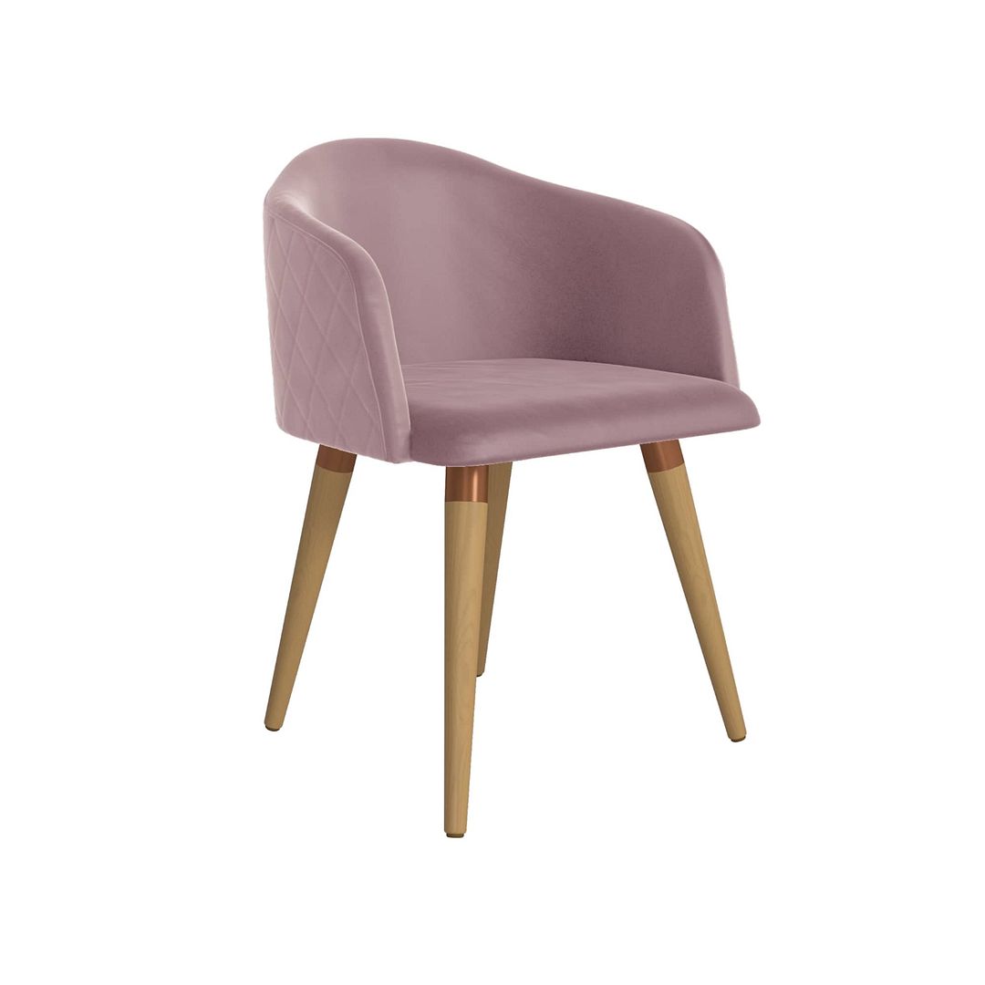 Manhattan Comfort Kari Velvet Matelassé Accent Chair in Rose Pink | Accent Chairs | Modishstore