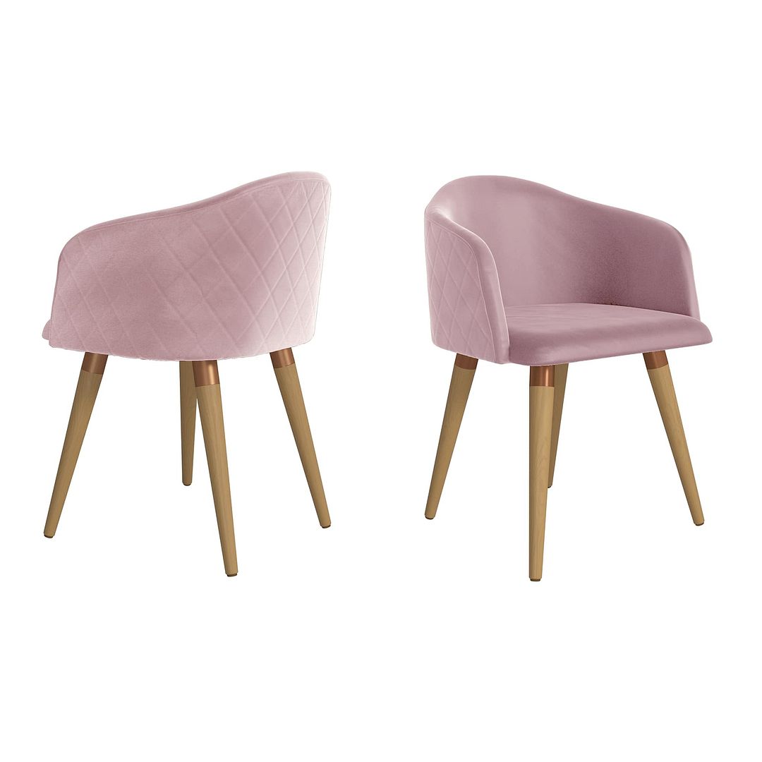 Manhattan Comfort Kari Velvet Matelassé Accent Chair in Rose Pink | Accent Chairs | Modishstore-2