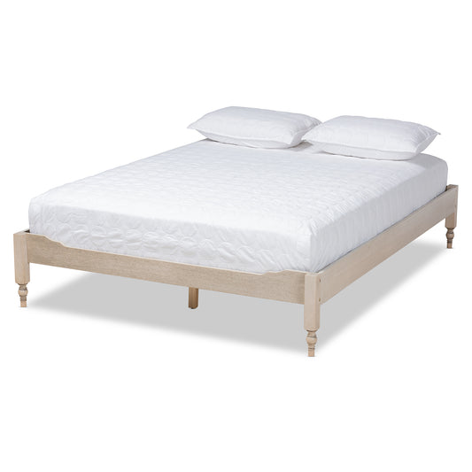Baxton Studio Laure French Bohemian Antique White Oak Finished Wood Queen Size Platform Bed Frame | Beds | Modishstore