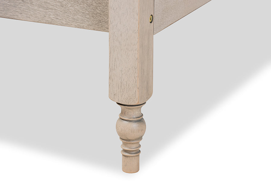 Baxton Studio Laure French Bohemian Antique White Oak Finished Wood King Size Platform Bed Frame | Beds | Modishstore - 5