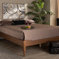Baxton Studio Laure French Bohemian Ash Walnut Finished Wood King Size Platform Bed Frame | Modishstore | Beds