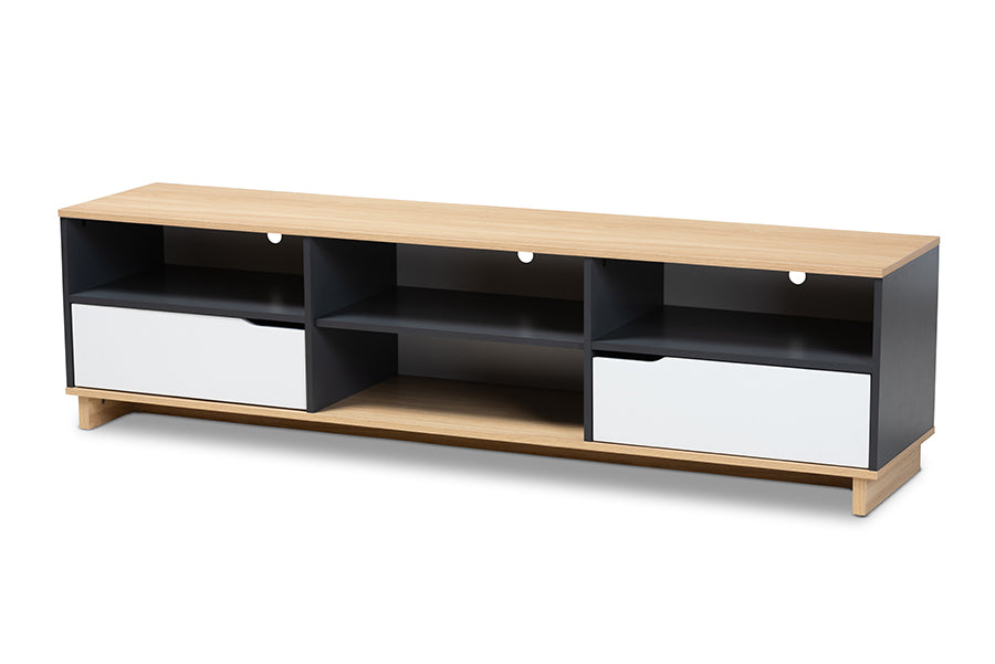 baxton studio reed mid century modern multicolor 2 drawer wood tv stand | Modish Furniture Store-2