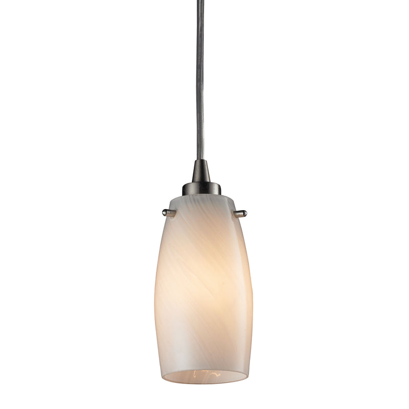 Favelita 1-Light Mini Pendant in Satin Nickel with Hand-blown Coconut Glass ELK Lighting | Pendant Lamps | Modishstore