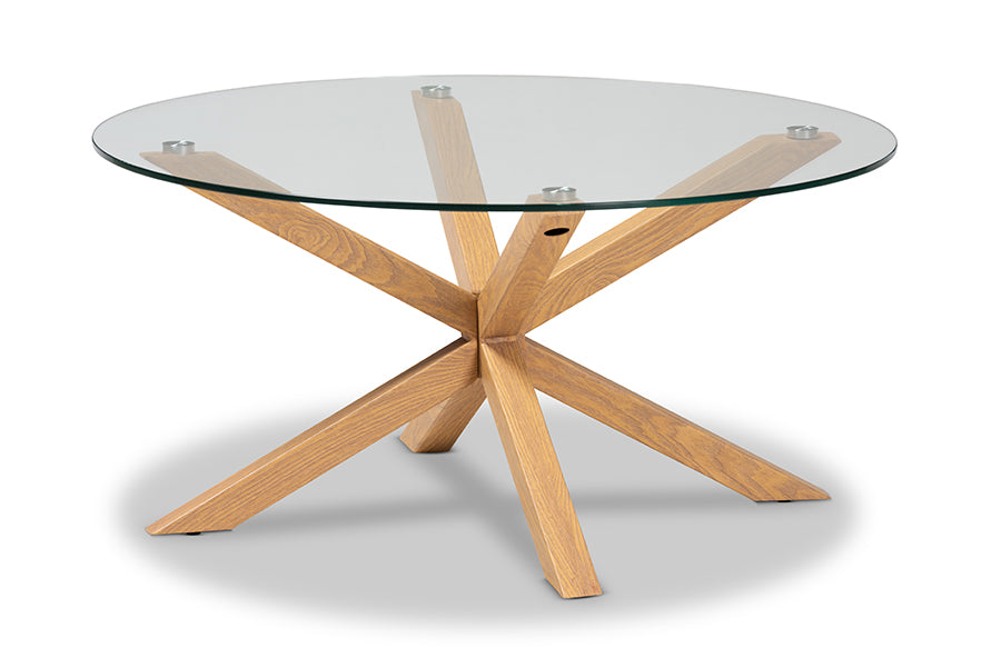 baxton studio lida modern and contemporary glass and wood finished coffee table | Modish Furniture Store-2