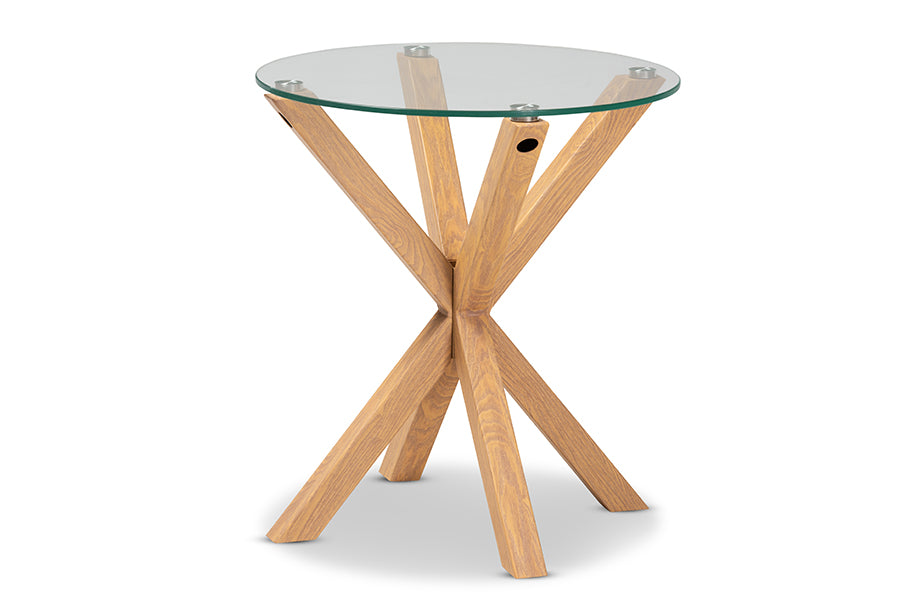 baxton studio lida modern and contemporary glass and wood finished end table | Modish Furniture Store-2