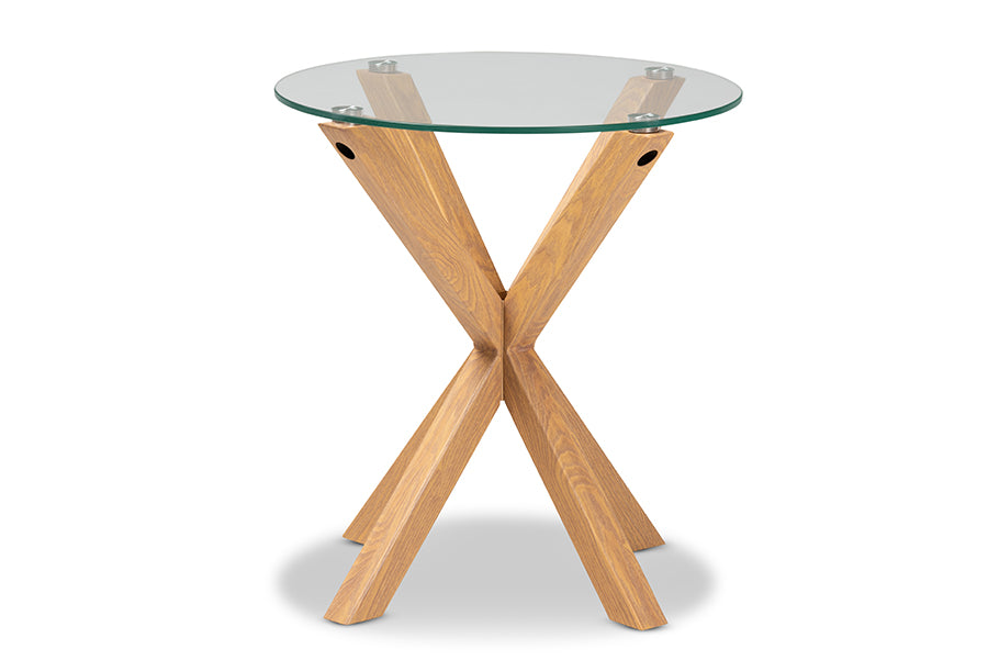 baxton studio lida modern and contemporary glass and wood finished end table | Modish Furniture Store-3