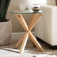Baxton Studio Lida Modern and Contemporary Glass and Wood Finished End Table | Modishstore | End Tables