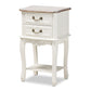 baxton studio amalie antique french country cottage two tone white and oak finished 2 drawer wood nightstand | Modish Furniture Store-2