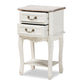 baxton studio amalie antique french country cottage two tone white and oak finished 2 drawer wood nightstand | Modish Furniture Store-3
