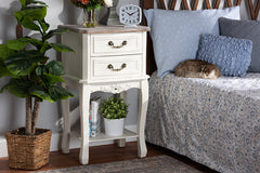 Baxton Studio Amalie Antique French Country Cottage Two-Tone White and Oak Finished 2-Drawer Wood Nightstand