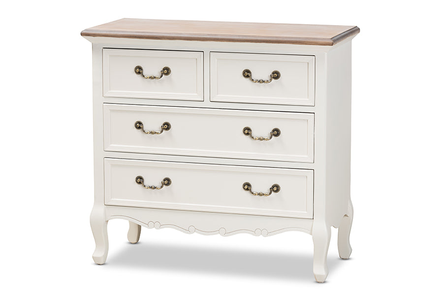 baxton studio amalie antique french country cottage two tone white and oak finished 4 drawer accent storage cabinet | Modish Furniture Store-2