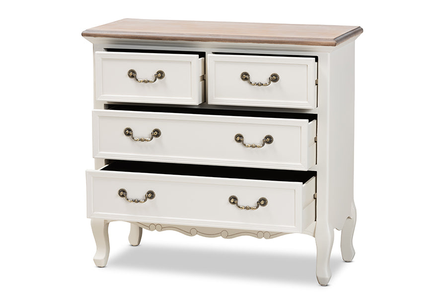baxton studio amalie antique french country cottage two tone white and oak finished 4 drawer accent storage cabinet | Modish Furniture Store-3