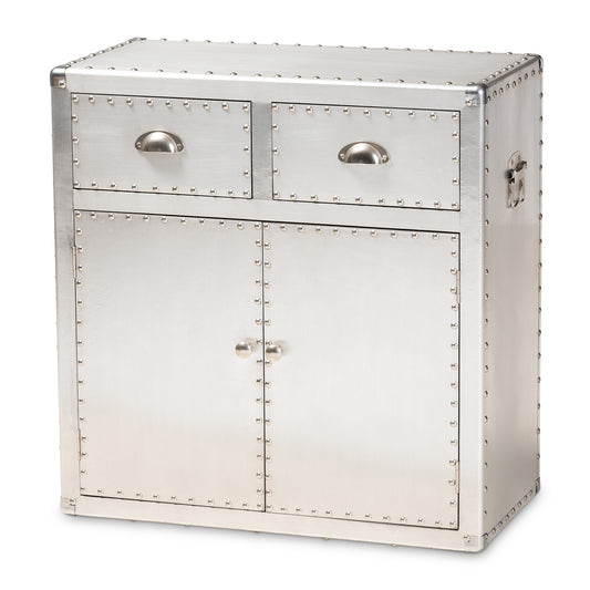 Baxton Studio Serge French Industrial Silver Metal 2-Door Accent Storage Cabinet | Cabinets | Modishstore