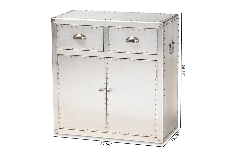 Baxton Studio Serge French Industrial Silver Metal 2-Door Accent Storage Cabinet | Cabinets | Modishstore - 8