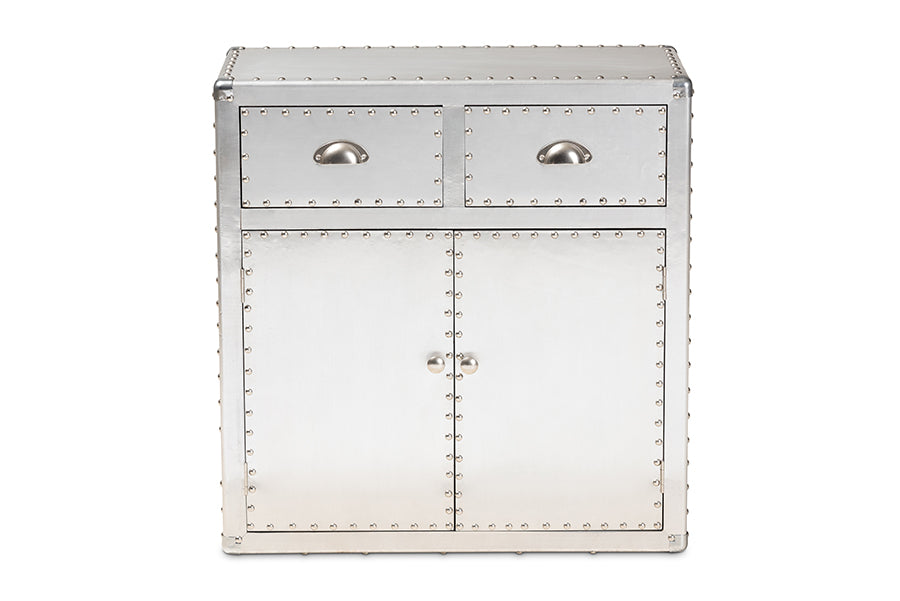 Baxton Studio Serge French Industrial Silver Metal 2-Door Accent Storage Cabinet | Cabinets | Modishstore - 6
