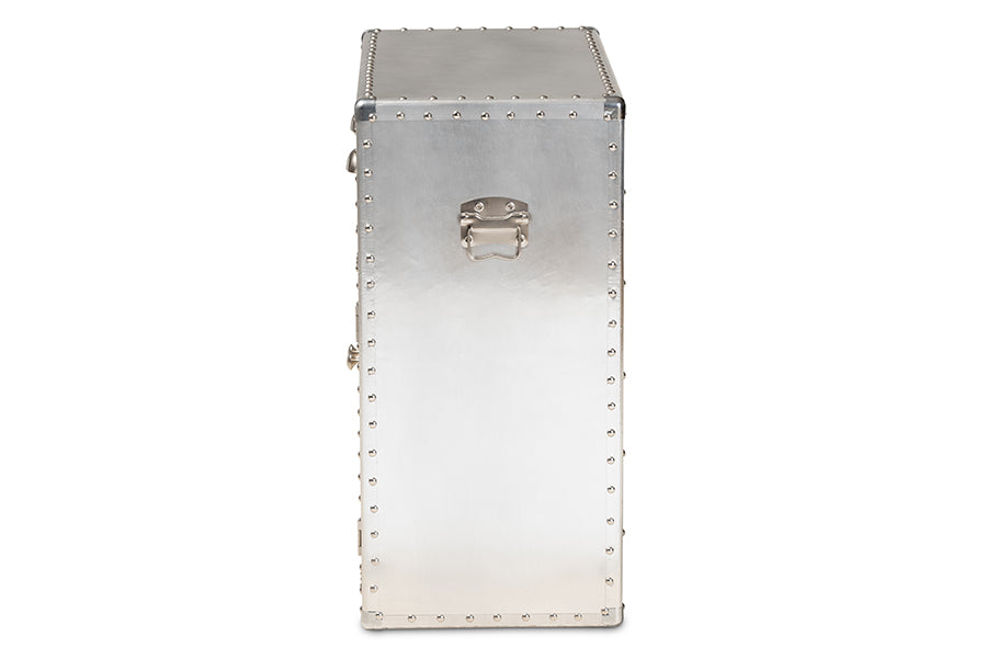 Baxton Studio Serge French Industrial Silver Metal 2-Door Accent Storage Cabinet | Cabinets | Modishstore - 5