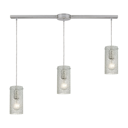 Ice Fragments 3-Light Linear Pendant Fixture in Satin Nickel with Clear Glass ELK Lighting | Pendant Lamps | Modishstore