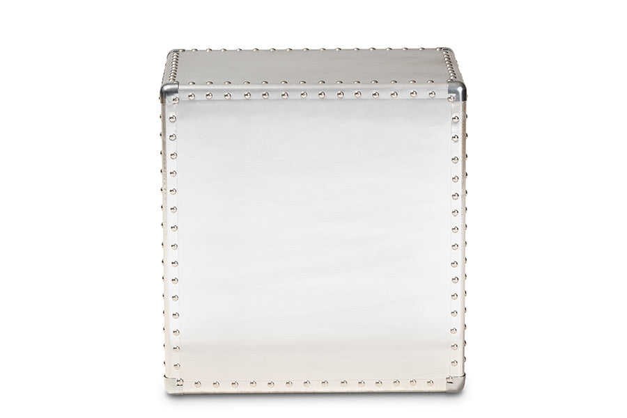 Baxton Studio Armel French Industrial Silver Metal 3-Drawer Nightstand | Nightstands | Modishstore - 5