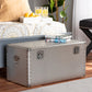 Baxton Studio Serge French Industrial Silver Metal Storage Trunk | Modishstore | Cabinets