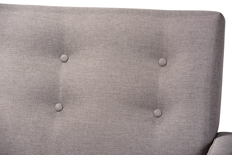 Baxton Studio Perris Mid-Century Modern Light Grey Fabric Upholstered Walnut Finished Wood 3-Piece Living Room Set | Sofas | Modishstore - 4