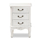 Baxton Studio Gabrielle Traditional French Country Provincial White-Finished 3-Drawer Wood Nightstand | Nightstands | Modishstore - 7