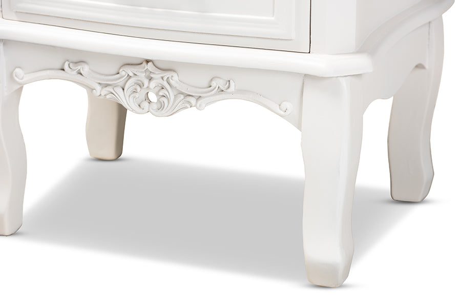 Baxton Studio Gabrielle Traditional French Country Provincial White-Finished 3-Drawer Wood Nightstand | Nightstands | Modishstore - 4