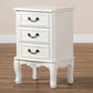 Baxton Studio Gabrielle Traditional French Country Provincial White-Finished 3-Drawer Wood Nightstand | Nightstands | Modishstore - 3