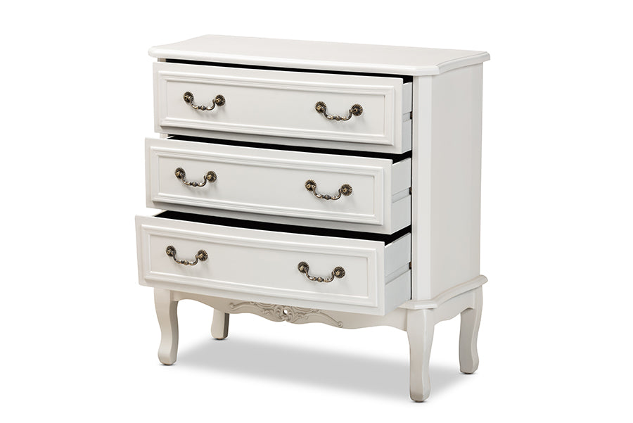 Baxton Studio Gabrielle Traditional French Country Provincial White-Finished 3-Drawer Wood Storage Cabinet | Cabinets | Modishstore - 8