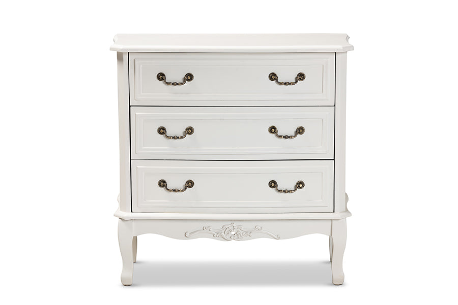 Baxton Studio Gabrielle Traditional French Country Provincial White-Finished 3-Drawer Wood Storage Cabinet | Cabinets | Modishstore - 7