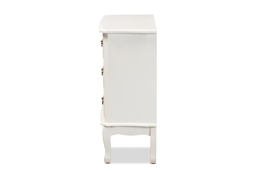 Baxton Studio Gabrielle Traditional French Country Provincial White-Finished 3-Drawer Wood Storage Cabinet | Cabinets | Modishstore - 6