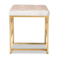 baxton studio cecile art deco inspired beige velvet fabric upholstered gold finished metal ottoman | Modish Furniture Store-3