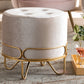 Baxton Studio Lucienne Glam and Luxe Beige Velvet Fabric Upholstered Gold Finished Metal Ottoman | Modishstore | Ottomans