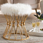 Baxton Studio Leonie Glam and Luxe White Faux Fur Upholstered Gold Finished Metal Ottoman | Modishstore | Ottomans