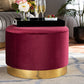 Baxton Studio Marisa Glam and Luxe Red Velvet Fabric Upholstered Gold Finished Storage Ottoman | Modishstore | Ottomans