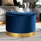 Baxton Studio Marisa Glam and Luxe Navy Blue Velvet Fabric Upholstered Gold Finished Storage Ottoman | Modishstore | Ottomans
