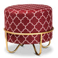 baxton studio candice glam and luxe red quatrefoil velvet fabric upholstered gold finished metal ottoman | Modish Furniture Store-2
