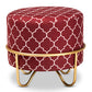 baxton studio candice glam and luxe red quatrefoil velvet fabric upholstered gold finished metal ottoman | Modish Furniture Store-3