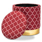 baxton studio serra glam and luxe red quatrefoil velvet fabric upholstered gold finished metal storage ottoman | Modish Furniture Store-3