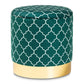 baxton studio serra glam and luxe teal green quatrefoil velvet fabric upholstered gold finished metal storage ottoman | Modish Furniture Store-2