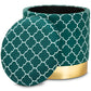 baxton studio serra glam and luxe teal green quatrefoil velvet fabric upholstered gold finished metal storage ottoman | Modish Furniture Store-3