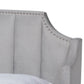 Baxton Studio Adelie Modern Glam Light Grey Velvet Fabric Upholstered Walnut Brown Finished Wood King Size Wingback Platform Bed | Beds | Modishstore - 5