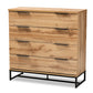 baxton studio reid modern and contemporary industrial oak finished wood and black metal 4 drawer dresser | Modish Furniture Store-2