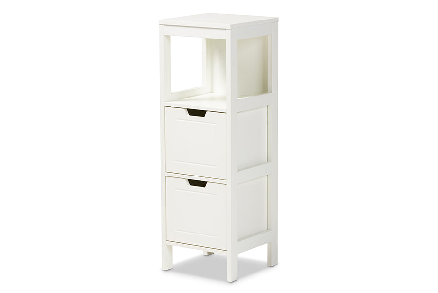 baxton studio reuben cottage and farmhouse white finished 2 drawer wood storage cabinet | Modish Furniture Store-2