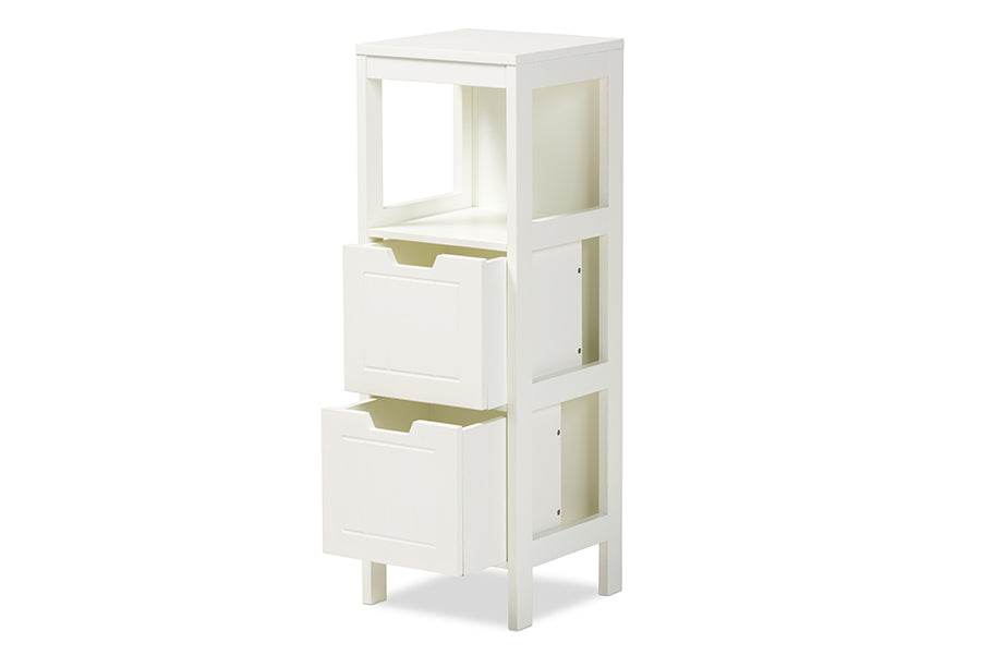 baxton studio reuben cottage and farmhouse white finished 2 drawer wood storage cabinet | Modish Furniture Store-3