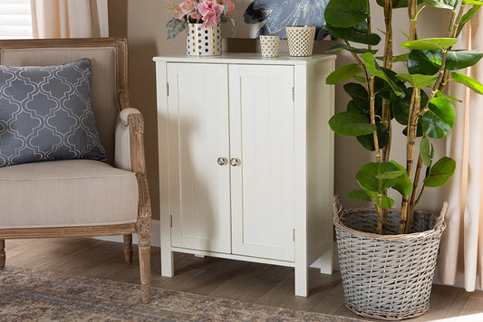 Baxton Studio Thelma Cottage and Farmhouse White Finished 2-door Wood Multipurpose Storage Cabinet | Modishstore | Cabinets
