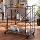 Baxton Studio Neal Rustic Industrial Style Black Metal and Walnut Finished Wood Bar and Kitchen Serving Cart | Modishstore | Bar Carts