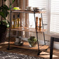 Baxton Studio Bernard Rustic Industrial Black Metal and Walnut Finishe Wood 3-Tier Mobile Wine Bar Cart | Modishstore | Bar Carts